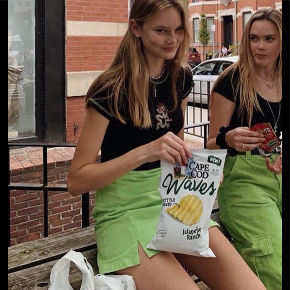 Brandy Melville green cara denim skirt - Picture 1 of 3